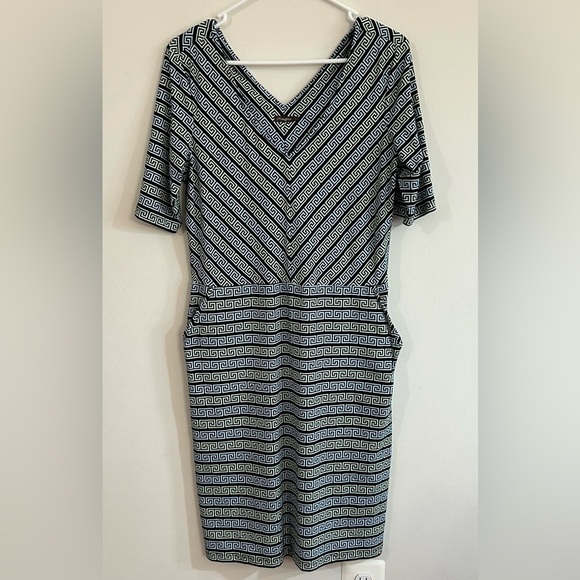 J. McLaughlin Wmns L Grecian Link Sheath Dress Signature Catalina Cloth Stretch - Picture 2 of 13